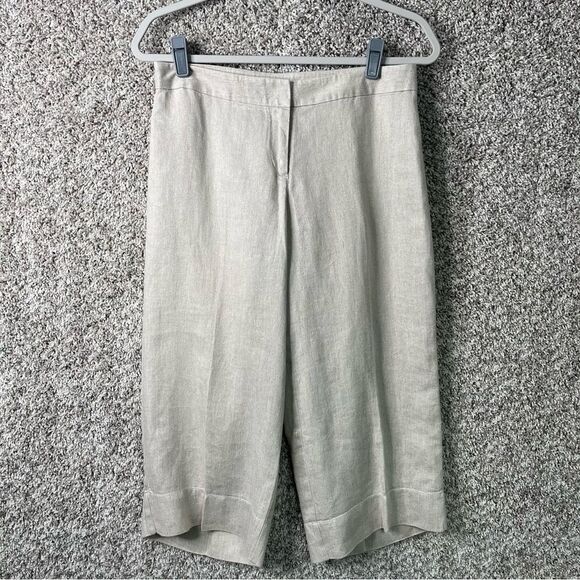 J. Jill Pants Women’s 6P Linen Blend Beige Tan Cropped Wide Leg - Picture 1 of 7
